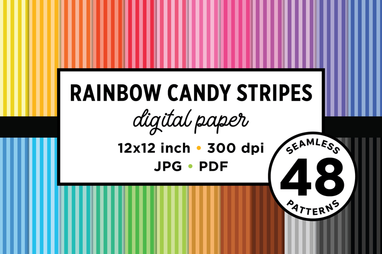 Rainbow Candy Stripes Seamless Patterns