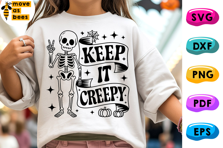 Keep It Creepy Svg, Png, Skeleton, Kids Halloween Shirt Svg