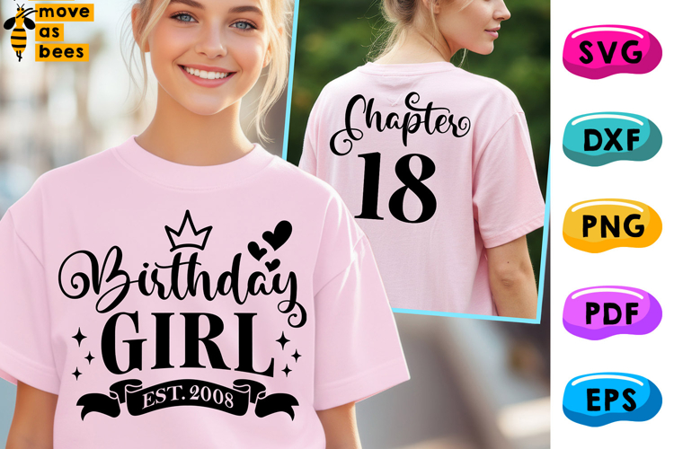 18th Birthday Girl Svg, Png, Est 2008 Chapter 18 Girl Shirt