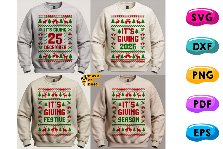 Its Giving 25 December Svg, Ugly Christmas Sweater Bundle
