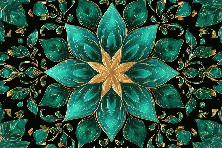 Green and Gold Mandala Background Wallpaper example image 1