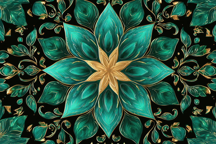 Green and Gold Mandala Background Wallpaper