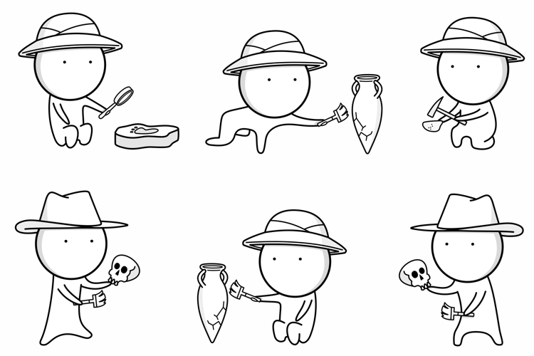 Icons about archeology and excavations