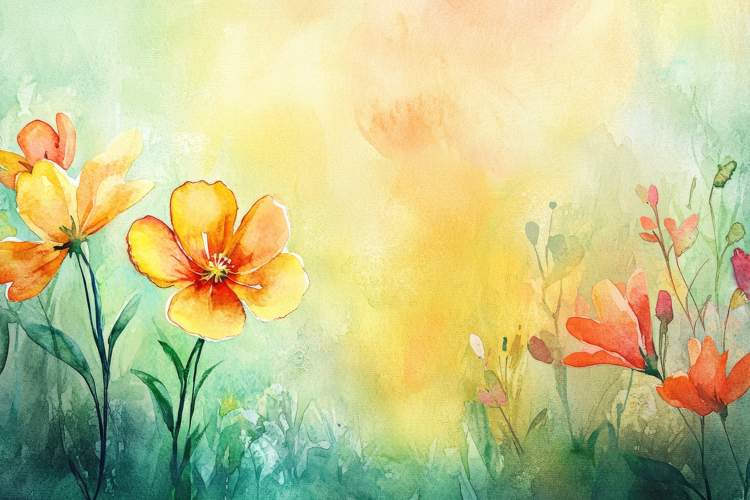 Watercolor Flowers Background Wallpaper