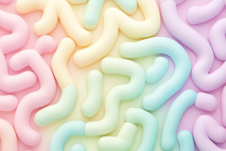 Pastel Colors of Plastic Shapes Background Wallpaper