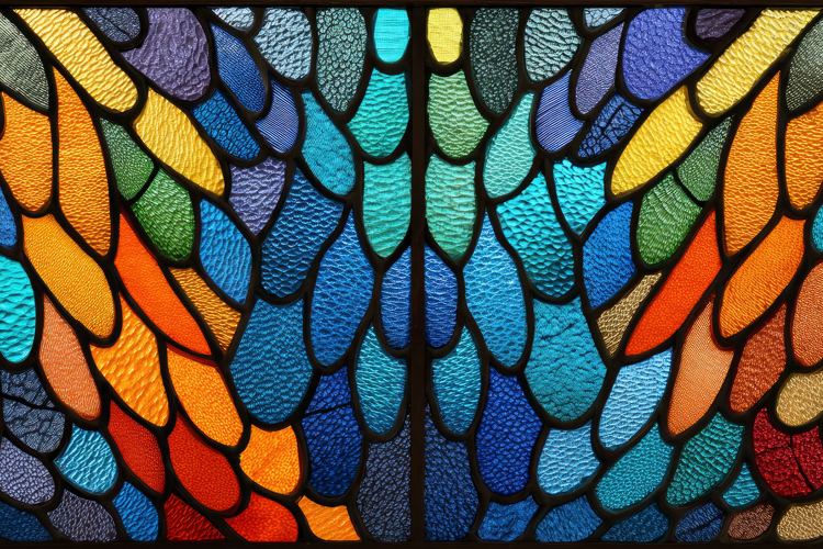 Stained Glass with a Symmetrical Pattern Background