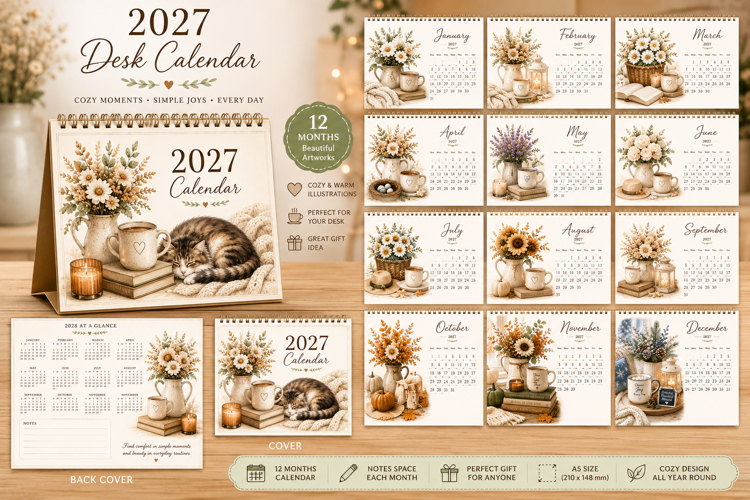Cozy Boho 2027 Printable Calendar
