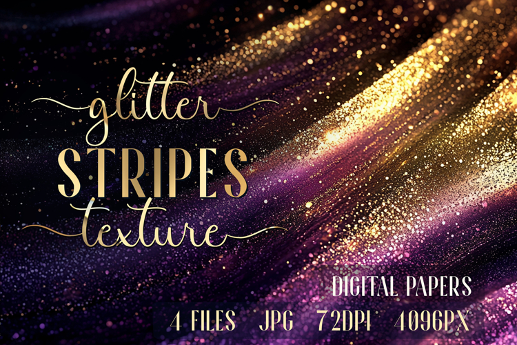 Glitter Digital Paper|Purple Gold Wave Stripes backgrounds