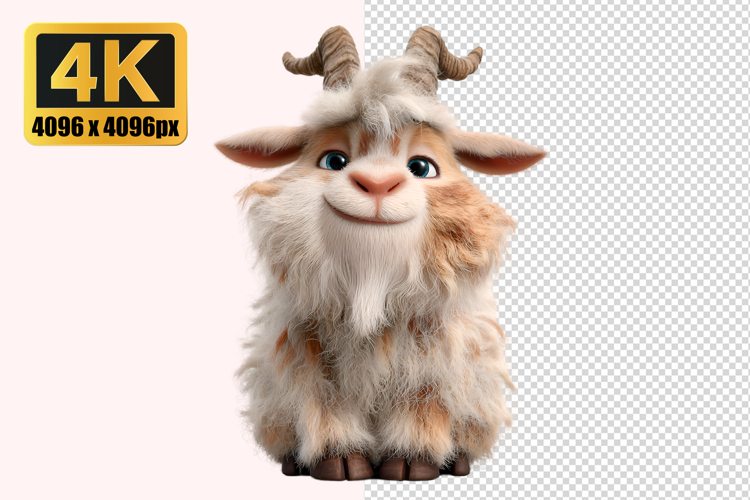 Fluffy Cartoon Goat Transparent PNG