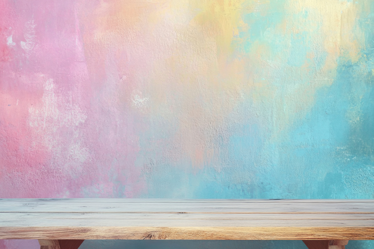 Wooden Table with Abstract Watercolor Background Wallpaper