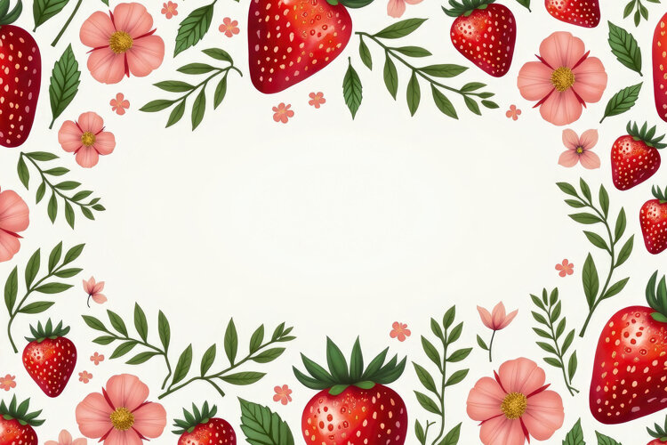 Strawberry With Leaves Background example image 1