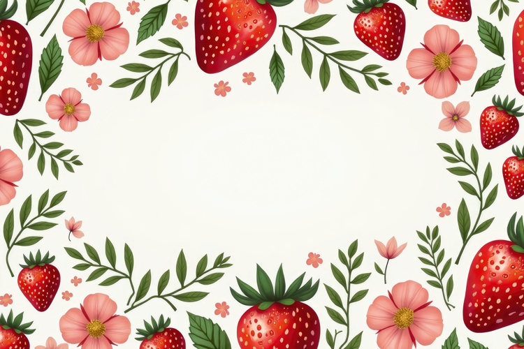 Strawberry With Leaves Background