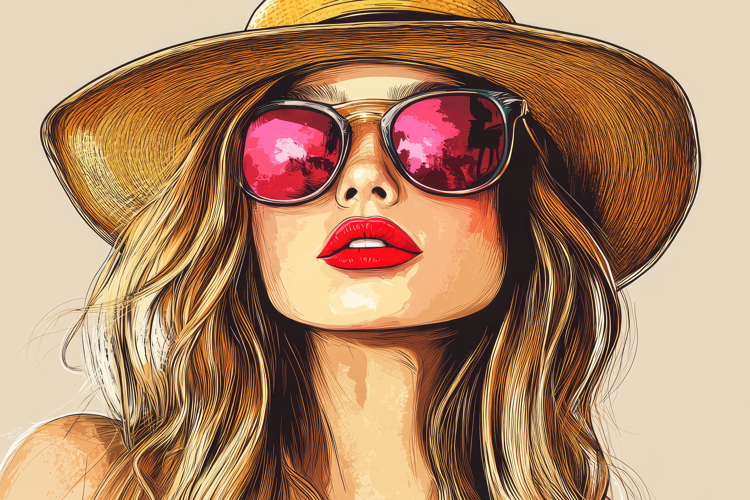 Stylish Fashionable Girl with Sunglasses Background