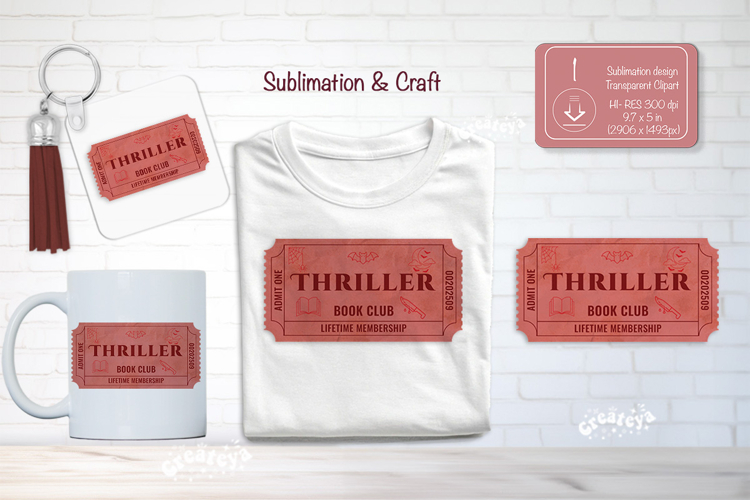 Book Club Ticket Sublimation Thriller Genre Tickets Clipart