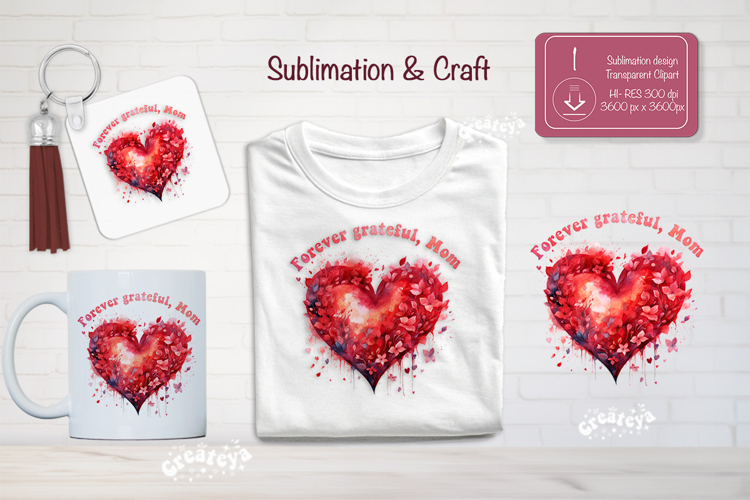 Mother’s Day Floral Heart PNG Clipart Sublimation mom quote