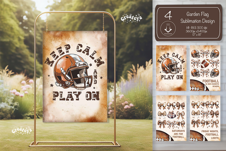 Football Garden Flag PNG American Football Yard Sign design