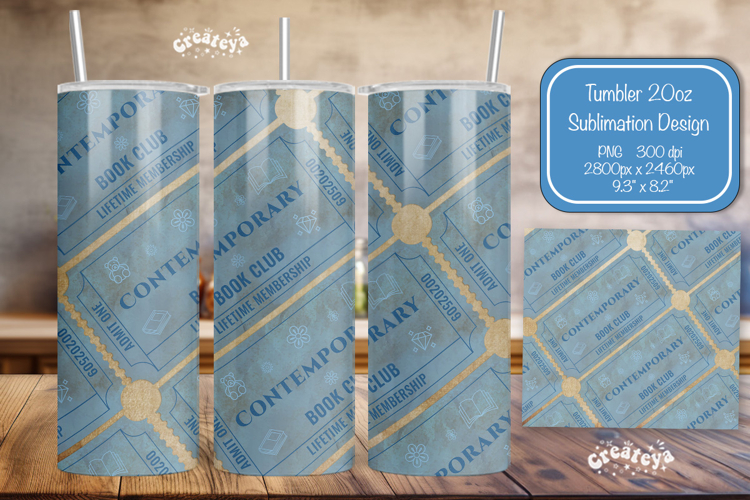 Book club Ticket tumbler wrap Reading Genre Sublimation png