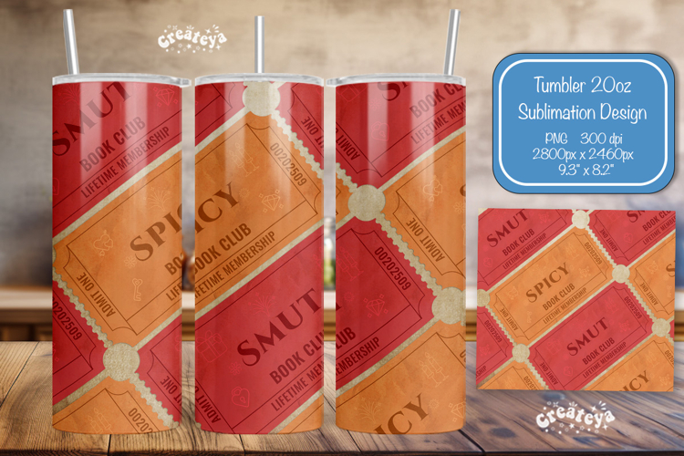 Book club Ticket tumbler wrap Reading Genre Sublimation png