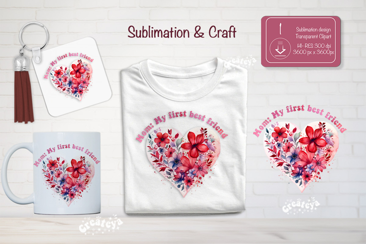 Mother’s Day Floral Heart PNG Clipart Sublimation mom quote