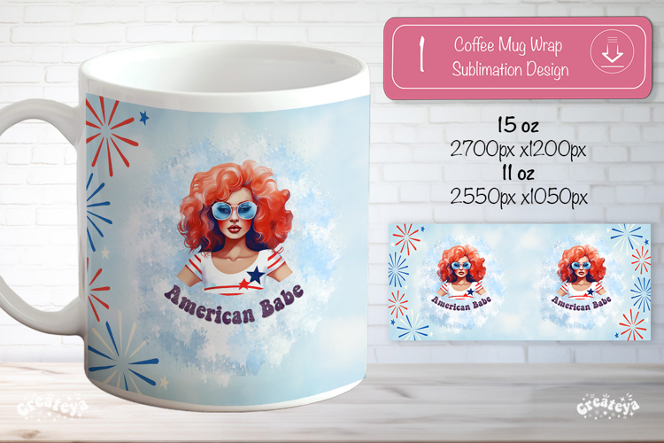 Patriotic 4th of July Mug Wrap Sublimation Independence Day