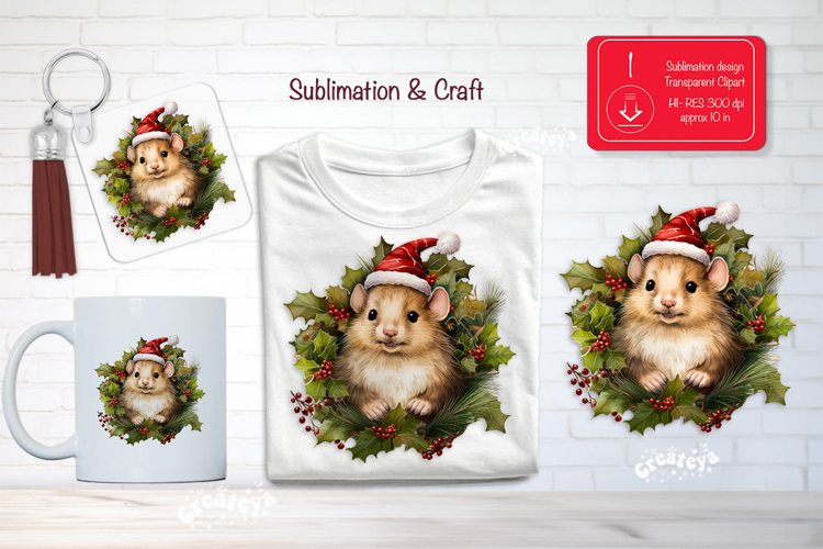 Christmas Watercolor Clipart Sublimation holiday animals