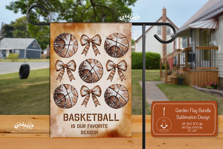 Basketball Garden Flag PNG Retro Basketball Season Yard Sign