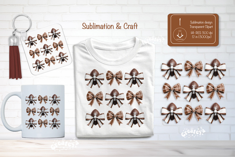 Football Sublimation Clipart Football Coquet bow png