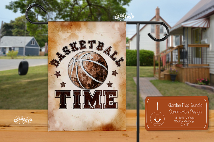 Basketball Garden Flag PNG Basketball Time Quote Yard Sign