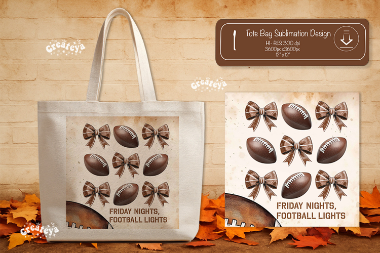 Football Tote Bag Sublimation Vintage Game Day png Touchdown