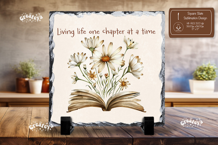 Book lover Quote square slate sublimation open book png