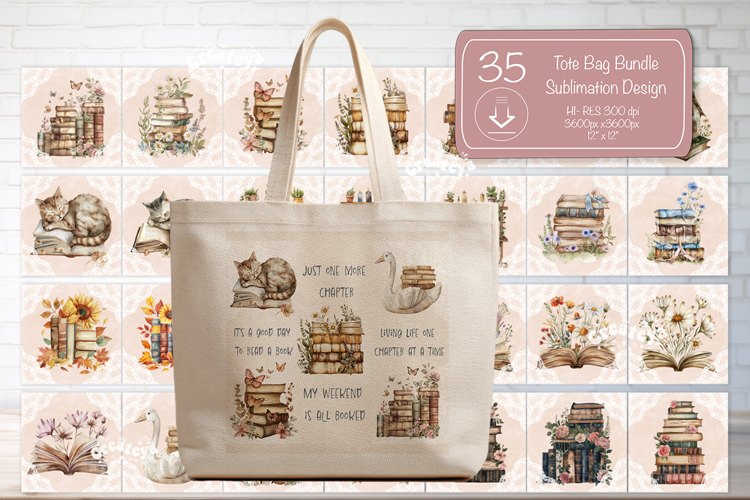 Book Lover Quote Tote Bag Sublimation Bundle Vintage Retro