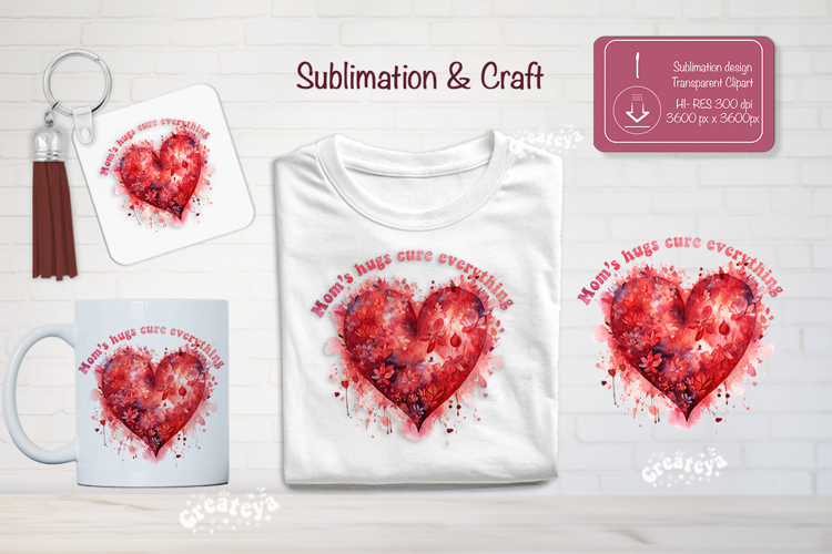 Mother’s Day Floral Heart PNG Clipart Sublimation mom quote