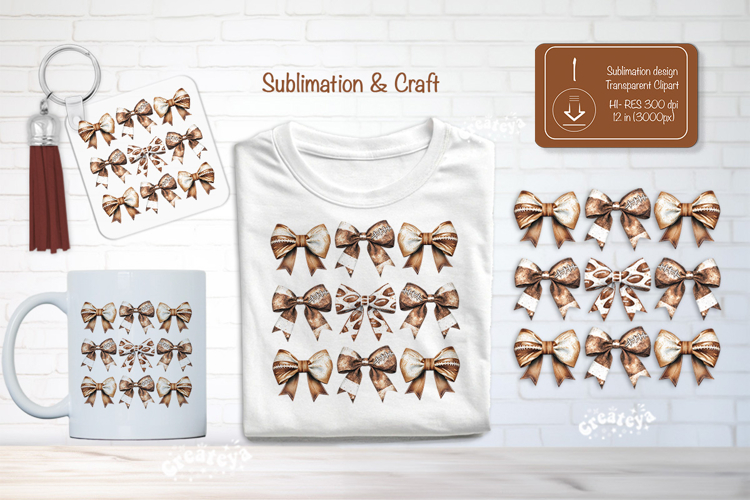 Football Sublimation Clipart Football Coquette bow png