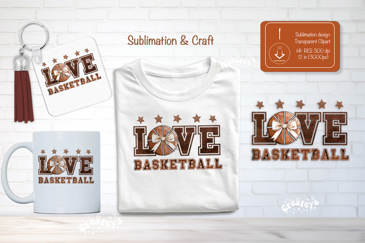 Basketball Sublimation Clipart Love Basketball Bow Shirt png