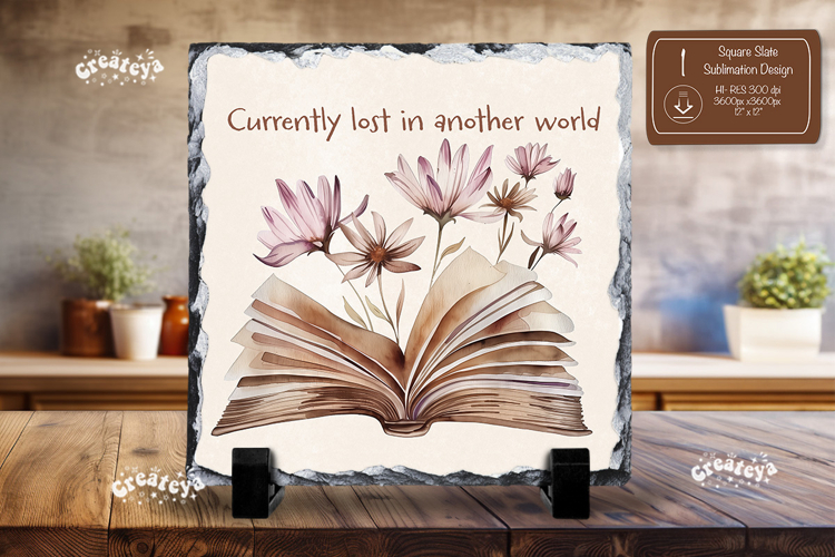 Book lover Quote square slate sublimation open book png