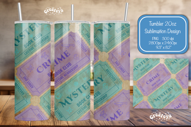 Book club Ticket tumbler wrap Reading Genre Sublimation png