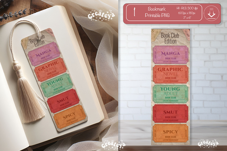 Book Club Ticket Bookmark printable Reading Genre Tickets