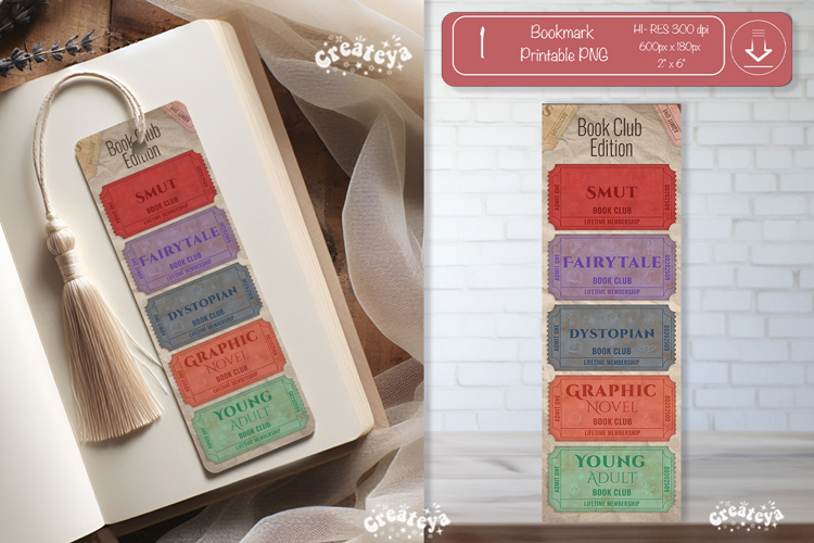 Book Club Ticket Bookmark printable Reading Genre Tickets
