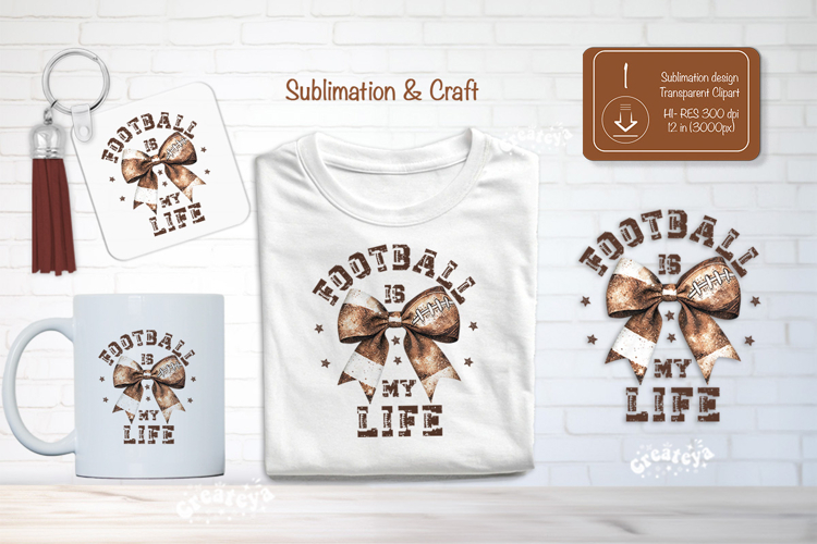 Football Sublimation Clipart Coquette Football quote png