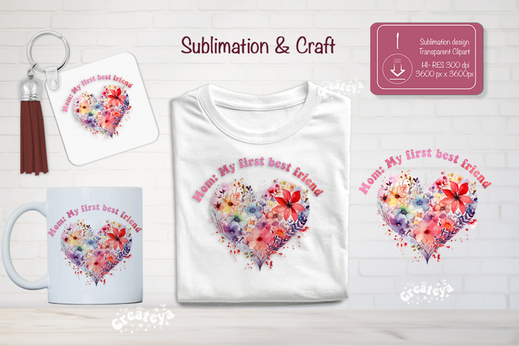 Mother’s Day Floral Heart PNG Clipart Sublimation mom quote