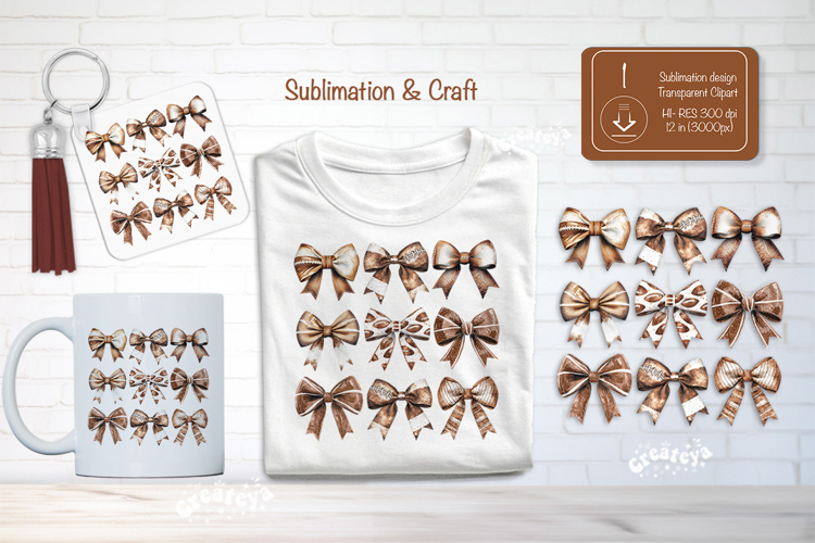 Football Sublimation Clipart Football retro Coquette bow png