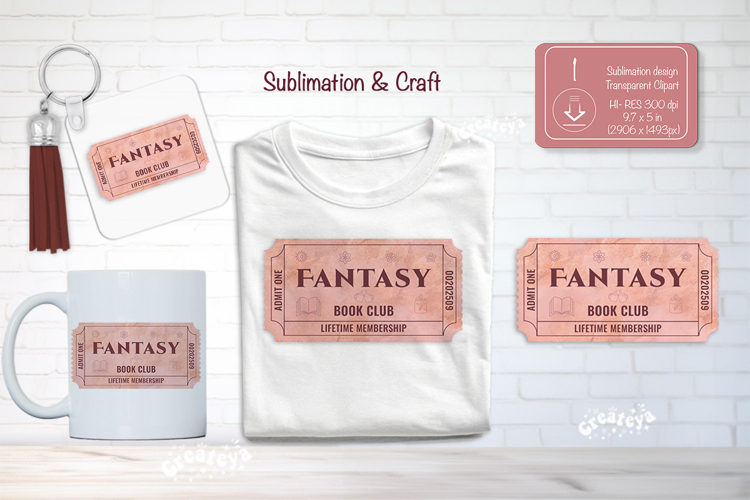Book Club Ticket Sublimation Fantasy Genre Tickets Clipart