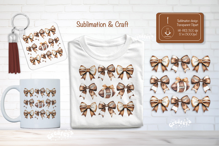 Football Sublimation Clipart Football Coquette bow Sport png