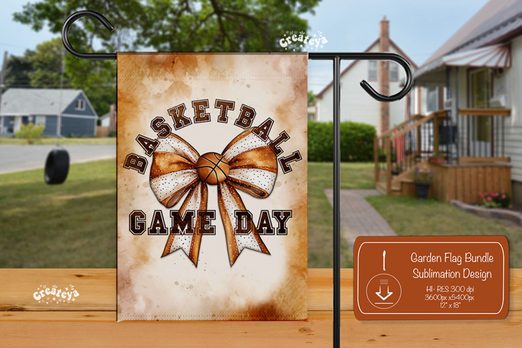 Basketball Garden Flag PNG Basketball Game Day Bow Yard Sign