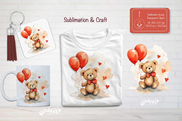 Kids Valentine Sublimation Clipart Cute bear Sublimation png