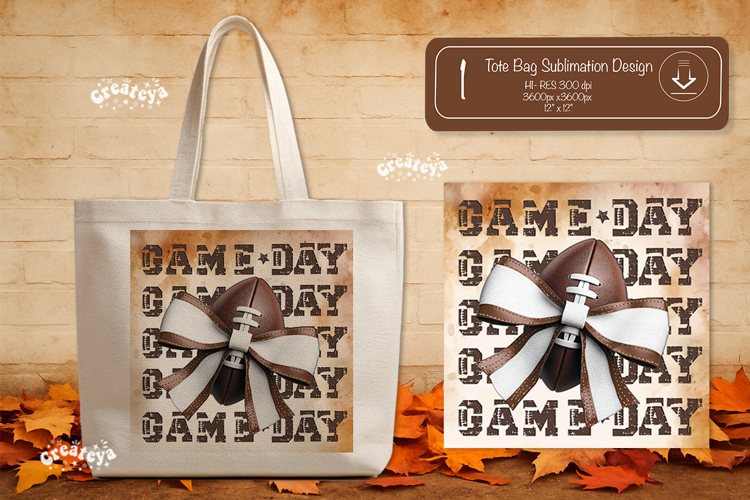 Football Quote Tote Bag Sublimation Vintage Game day png