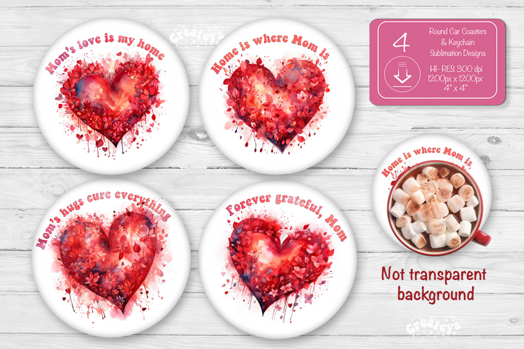 Mothers day round coaster sublimation png Car coaster png