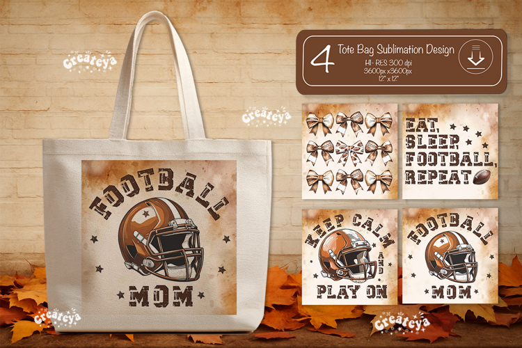 Football Mom Tote Bag Sublimation Vintage Game Day Touchdown
