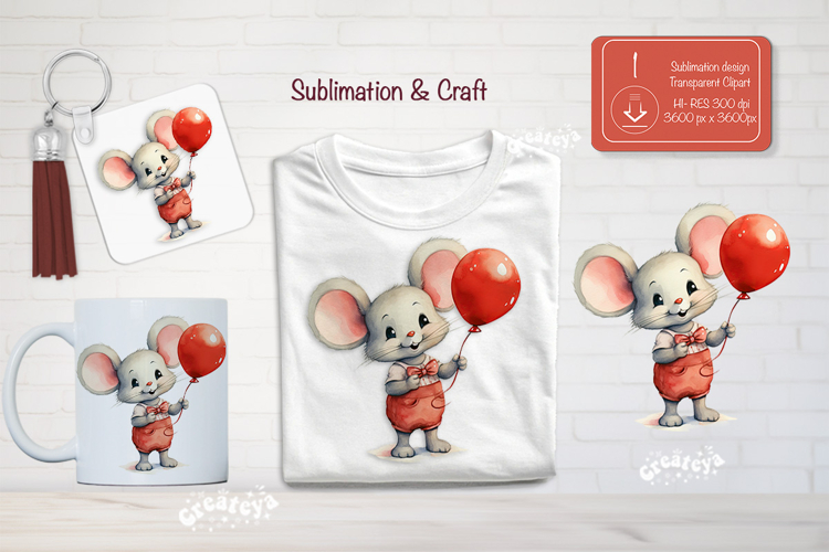 Kids Valentine Sublimation Clipart Cute mouse Sublimation