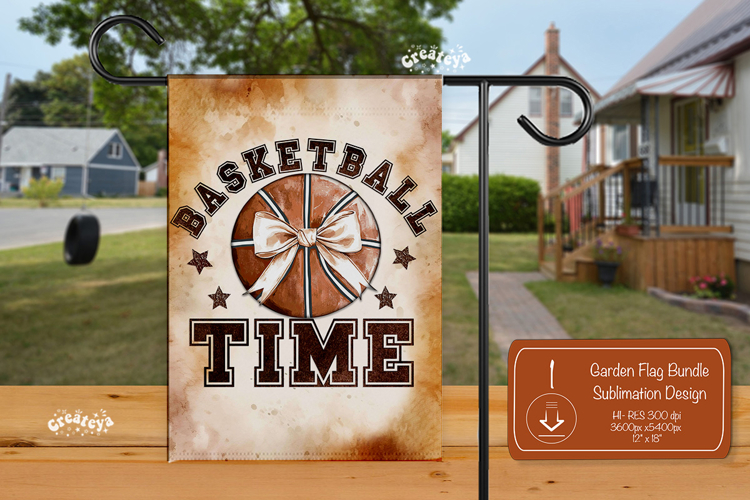Basketball Garden Flag PNG Basketball Time Quote Yard Sign